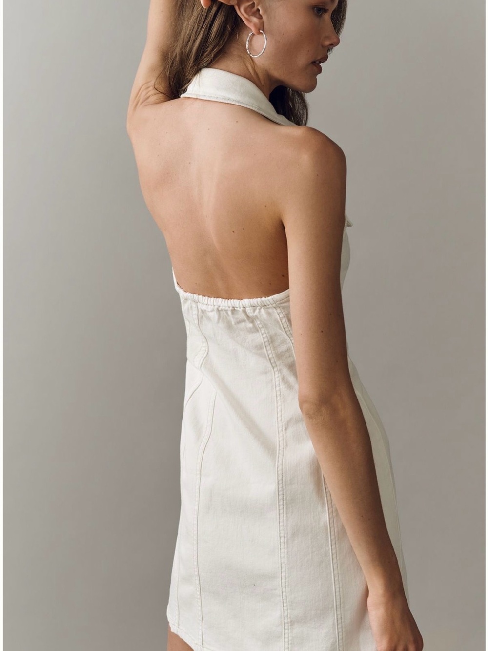 Anthropologie Pilcro Ivory Sleeveless Button-Front Mini Dress NWT size S - Picture 3 of 5